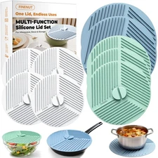 Silicone Lids for Bowls,Pot Holders - 9-Pack Kitchen hot Pads & Microwave Spl...