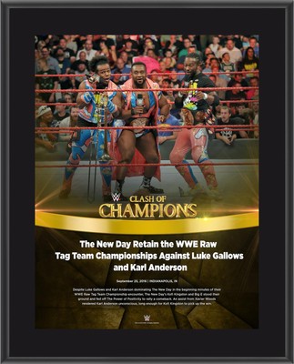 The New Day WWE 10.5'' x 13'' 2016 Clash of Champions Sublimated Plaque
