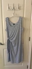 Talbots Womens Cotton Side Tie Shift Tank Dress Sz Plus X Blue White Stripe 