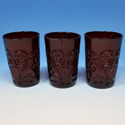 McKee Depression Glass - Red Rock Crystal - 3 Tumblers - 4 inches