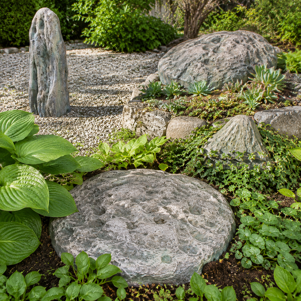 Natural Rocks And Shells Artificial Landscape Rock Faux Natural Garden Decor Fiberglass Hollow ...