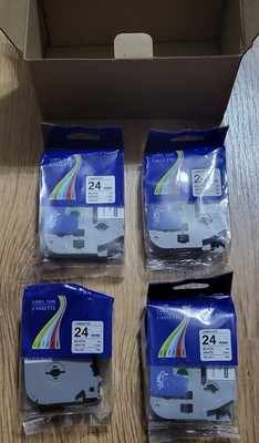 NEW 4-PK 24mm TZc-251 Black on White 1'' Label Tape For Brother P-touch 4 Pack US