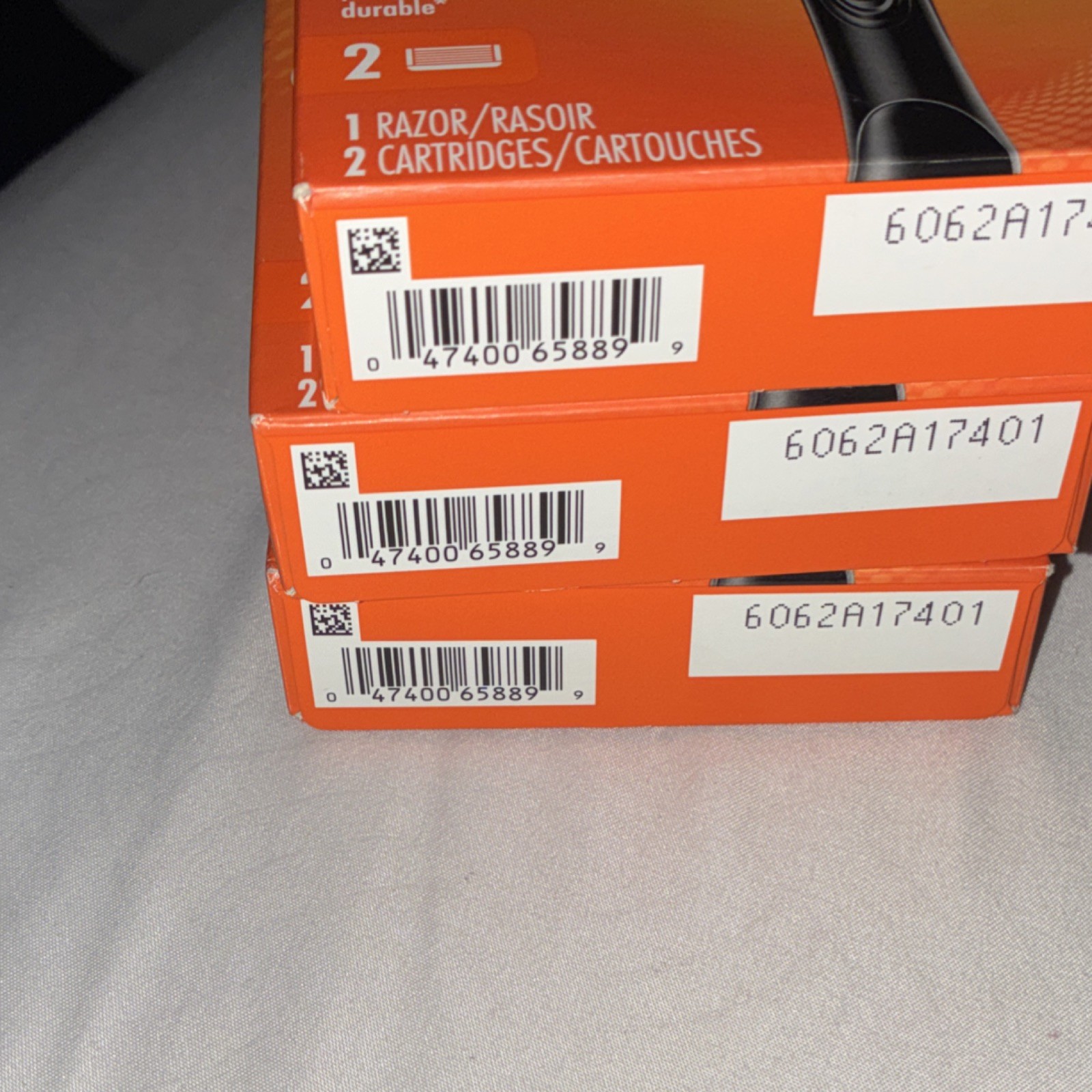 Gillette Fusion5 Cartridge Razor for Men, 5 Blades, 2 Cartridges, Black/Orange