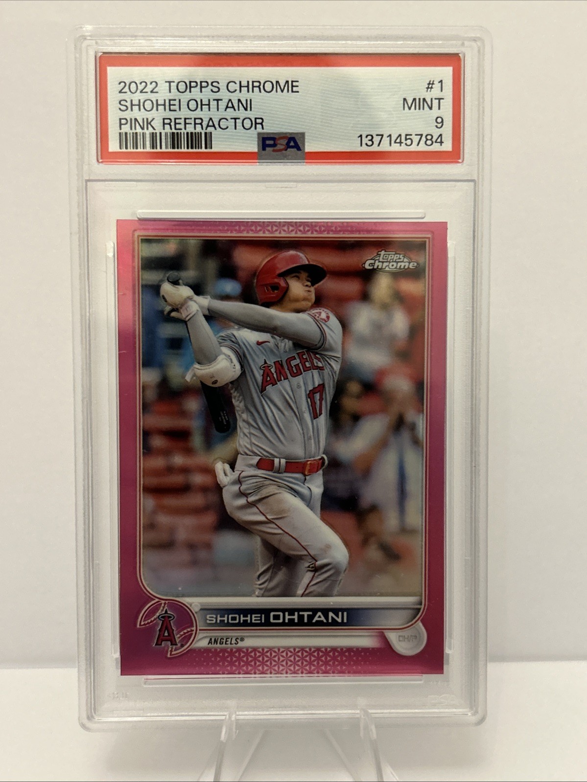 2022 Topps Chrome Shohei Ohtani Pink Refractor #1 Angels PSA 9