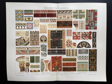 antike Grafik Varia: Ornamente I. alte Chromolithografie 1905 Ornaments