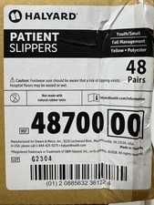 48 Pairs PATIENT SLIPPERS Youth/Small, Yellow, Fall Management By HALYARD 48700