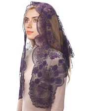 Chapel Veils for Church Catholic Black and Purple Triangle Holy Grail with Cr...