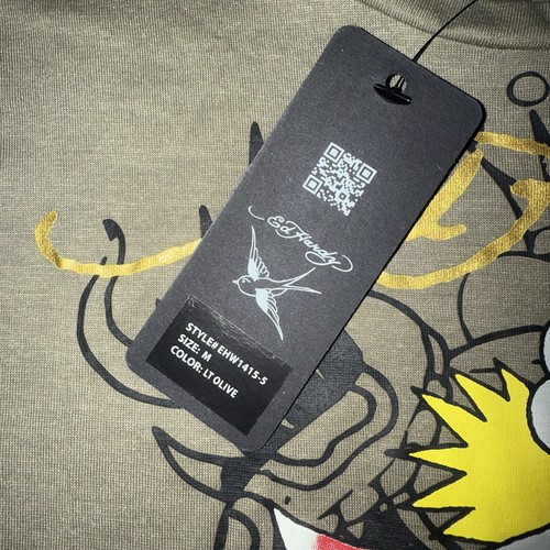 T-shirt bambino nuova con etichette Ed Hardy Dagger Rose Hang Down maniche a rete - Foto 8 di 8