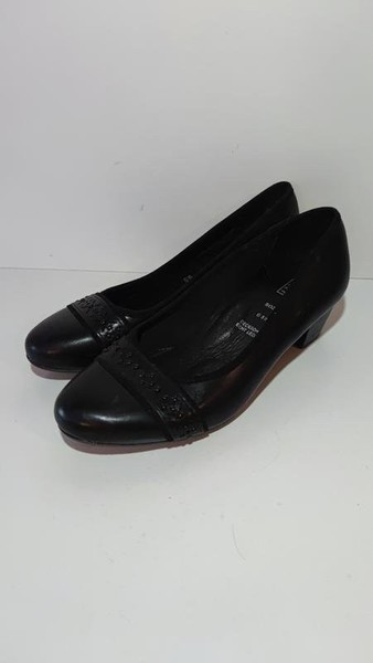 Women Easy Street Heels Black Leather 38.5