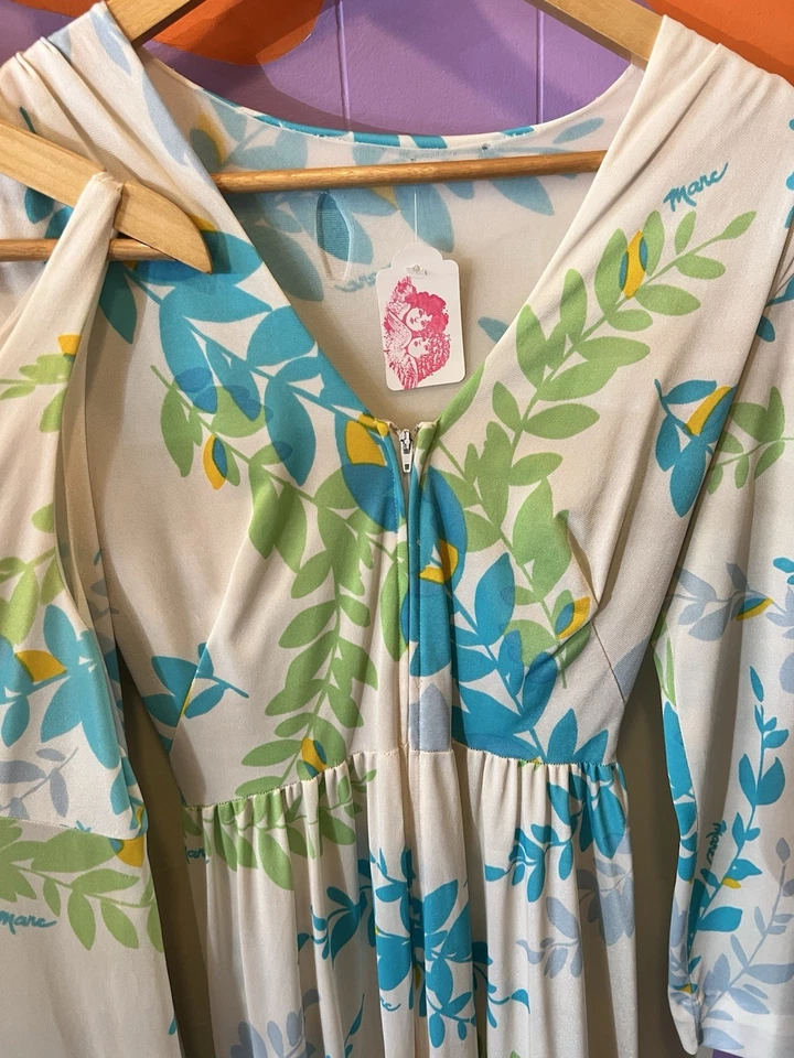 1970’s Flower Power Slip Dress And Jacket Set Hippie Bright Funky! - Image 4 of 4