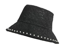 Daisy Lace Bucket Hat Women Elegant Pearl Sun Cap French Wide Brim Beach