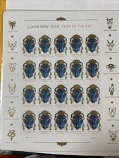 2019 USPS Postage Forever Stamp Sheet Sc#5428 Lunar New Year - Year of the Rat