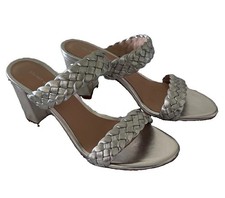 Stuart Weitzman Silver Braided Metallic Block...