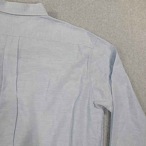 Izod Linen Blend Button Shirt Mens XL Blue Long Sleeve Lightweight Preppy Casual - Picture 15 of 19