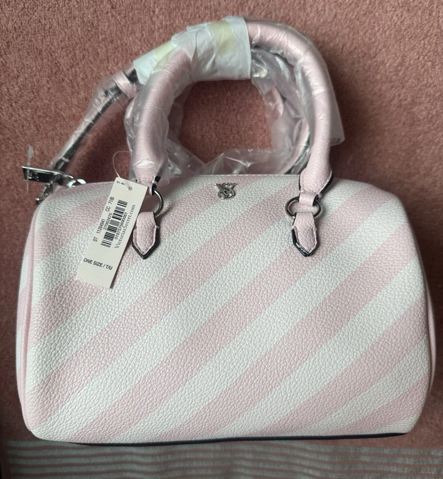 Victoria’s Secret Heritage Bandolera a Rayas MINI Bolso de Lona y Bolsa Juego de Llavero - Imagen 4 de 4