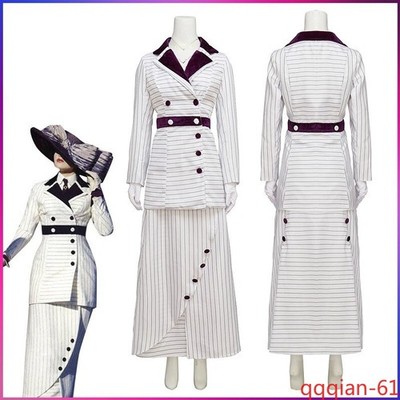 RMS Titanic Rose Dewitt Bukater Cosplay Costume Purple Stripes Boarding Suit 1PC