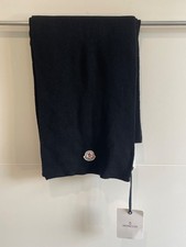 Autentyczny szal prążkowany z wełny dziewiczej Moncler - czarny - Sciarpa TG UNI - nowy z T