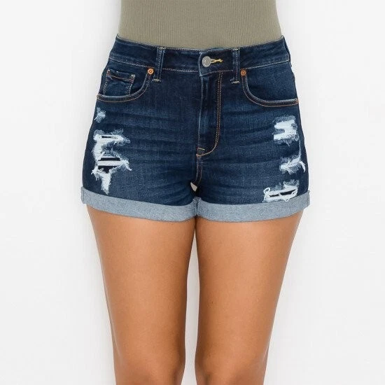 Wax Jeans Denim Shorts Plus Size 1X High Rise Distressed Dark Wash