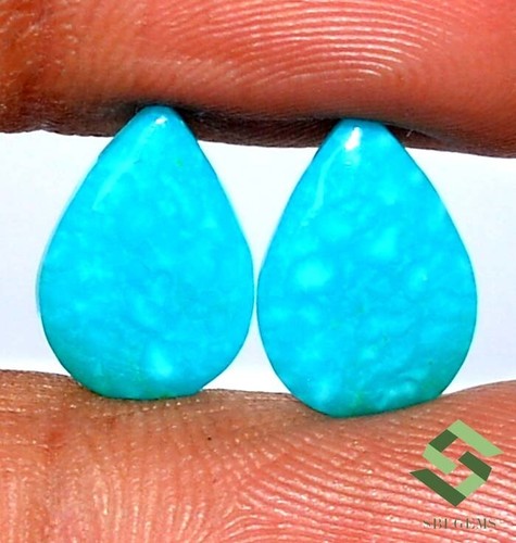 13x9 MM Natürlich Kingman Türkis Birne Cabochon Paar 3.66 Karat Lose Edelsteine - Picture 6 of 6