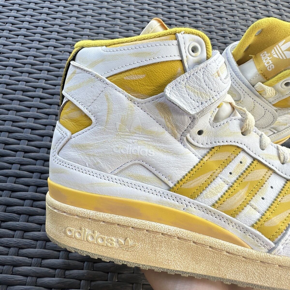 Adidas Forum 84 High Worn Yellow Men's Athletic Shoes GZ6468 Adidas Forum 84 High Worn Yellow Men's Athletic Shoes GZ6468