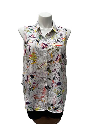 A New Day Y2K Sleeveless Floral Top Plus Sz 2XL Collar Neck Sheer Whimsy Fairy