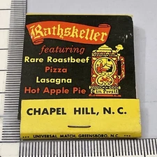 Vintage Matchbook Cover  Rathskeller restaurant Chapel Hill, NC gmg  Unstruck