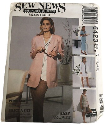 McCalls Sewing Pattern 6423 Work Wardrobe Jacket Top Skirt Pants Outfit UC 12 16