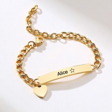 Personalized Name Newborn Baby Kid Girl Bracelet Chain Heart Charm Birthday Gift