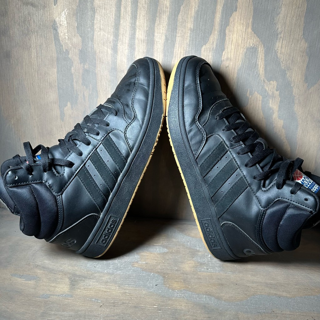 Adidas Mens Hoops Basketball Shoes Black Leather High… Gem