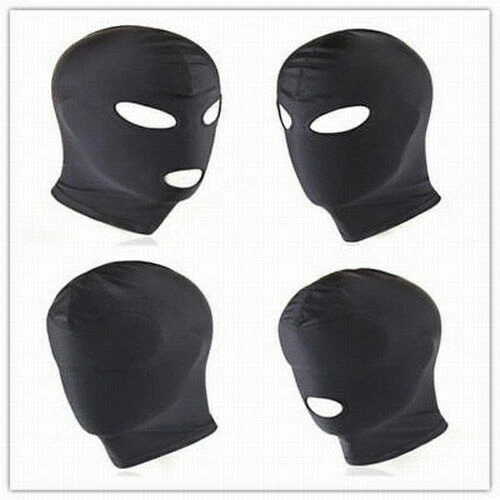 Spandex Mask Padded Blindfold Headgear Mouth Eye Open Facemask Restraints Hot - Image 3 of 4