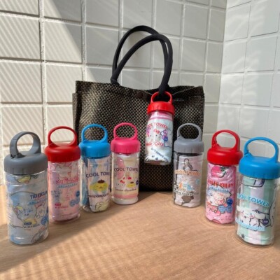 SANRIO Neck Cooling Towel with Portable Bottle Chill Soft Chilren Kids Outdoor