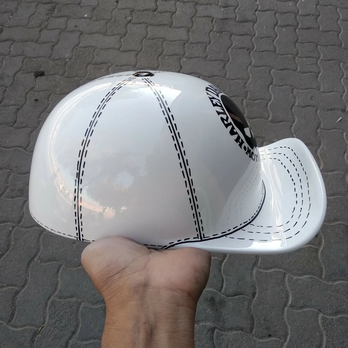 Motorcycle Helmet Baseball Cap Style fiberglass custom Helmet Bike white hd