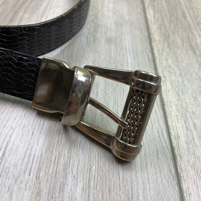 VINTAGE Nanni Belt Womens Size 34 Black Silver Leather Italy