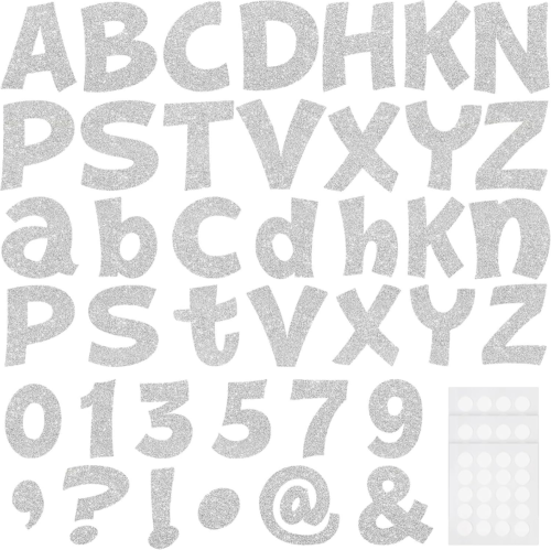 Glitter Bulletin Board Letters 216 Pcs Silver 4 Inch Classroom Decor