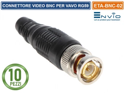 ENVIO CONFEZIONE 10 PEZZI CONNETTORE BNC MASCHIO A VITE FINALE PER CAVO COASSIALE RG59