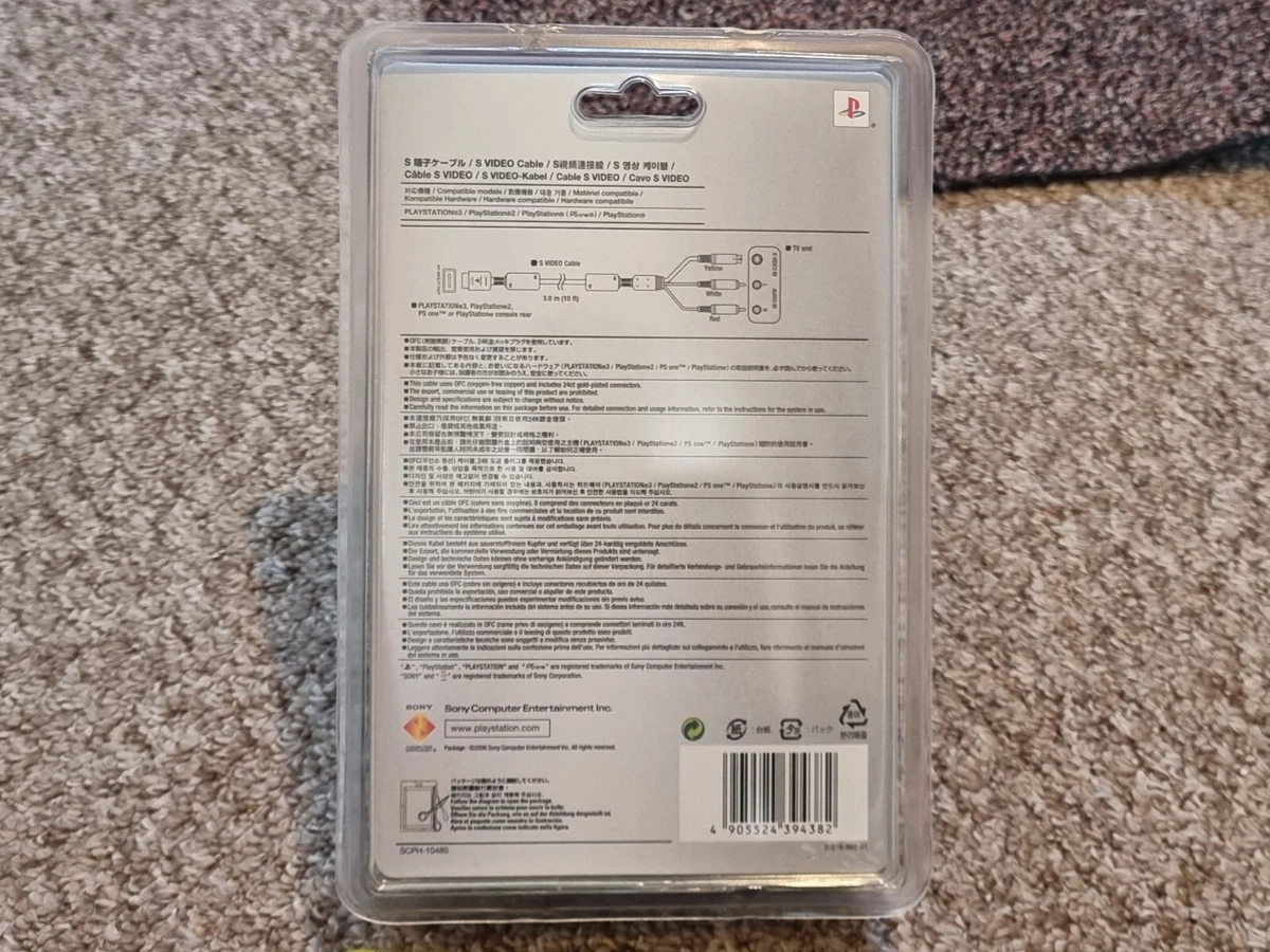 SONY PLAYSTATION PS1 PS2 PS3 2 3 OFICIAL S-VIDEO TV CABLE PLOMO NUEVO Genuino