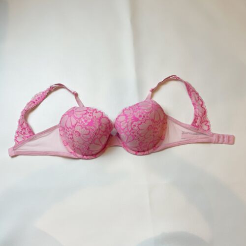 NWOT Victoria's Secret Bra 32DD Lightly Lined Demi Pink Floral Lace B1468 - Picture 2 of 7