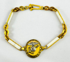 Vintage WWII Era US Marine Corps Insignia Sweetheart Bracelet Customized AS IS