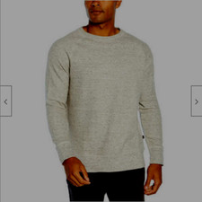 Banana Republic Men's Mid-weight Waffle Knit Crew Pullovers HTR GREY, LARGE NWT