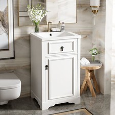 20 Inch Bathroom Vanity W/Ceramic Sink and Storage Rack for Small Bathrooms