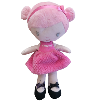 BABY STARTERS Plush Sweet Doll Pink Hair Dress Black Shoes Stuffed Baby  Lovey | eBay