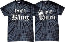 I'm Her King I'm His Queen VALENTINES Couples matching Cute Tie Dye T-Shirts