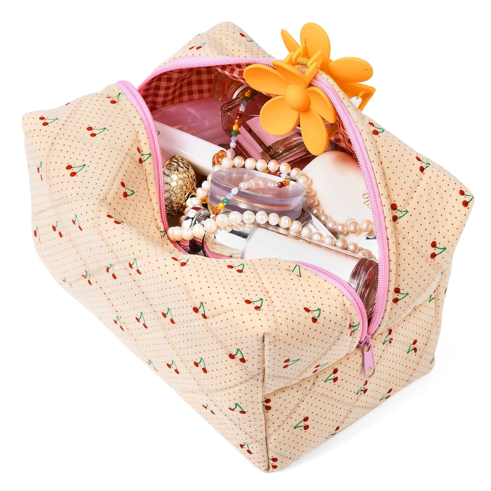 Cute SOIDRAM Quilted Puffy Coquette Makeup Cosmetic Pouch Aesthetic