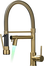 Brushed Gold LED Kitchen Sink Faucet with Pull Down Sprayer
