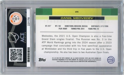 Daniil Medvedev #25 07/25 Orange - Topps Chrome Tennis Sapphire Edition - ACE 10 - Bild 2 von 3
