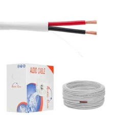 500FT 14/2 AWG CL2 Speaker Wire Cable Home Audio Stereo Indoor LED White