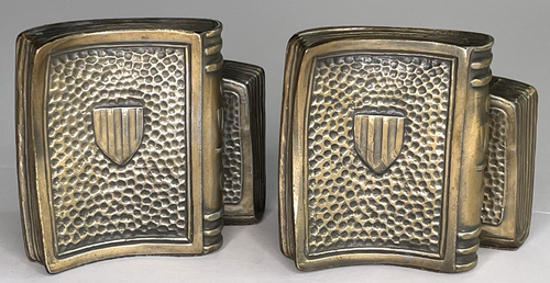 VTG Pair Brass Bookends Books Patina Colonial Virginia USA Metal Heavy Cast - Picture 4 of 12