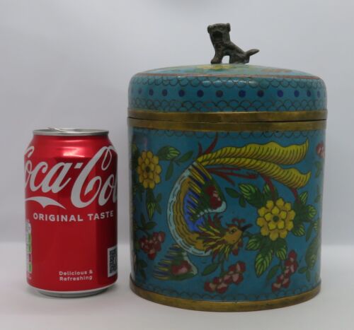 Chinese cloisonné on brass vintage Victorian oriental antique large box - Picture 3 of 19
