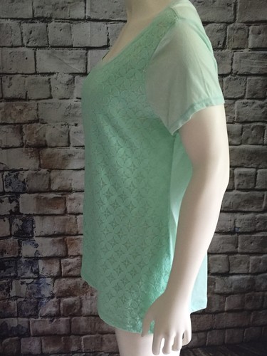 NWT Banana Republic Women's Shirt BR Ladies Blouse Lace Scoop Neck SZ L Mint - Picture 6 of 8