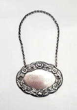 Antique Wine Label S. Kirk & Son Silver Cast And Applied Double Shell